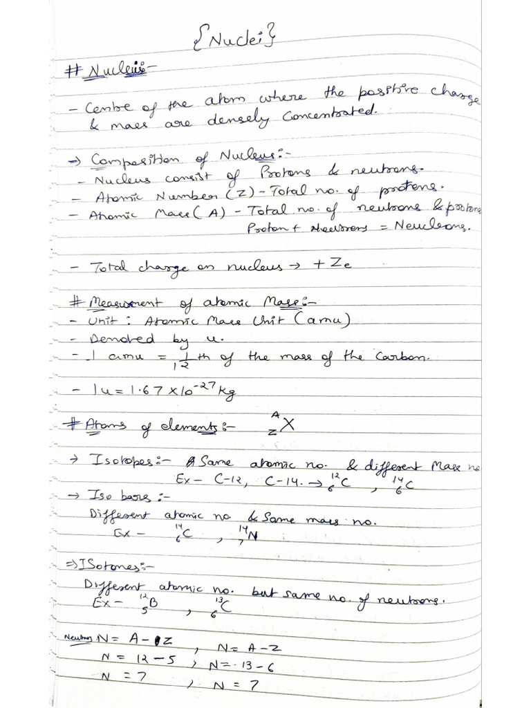 Nuclei Grade 12 Notes | PDF