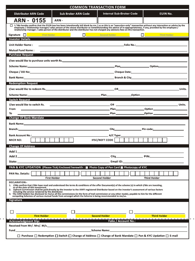 Common Transaction Form | PDF