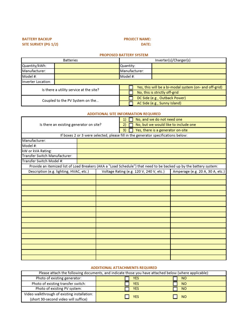 Survey Form BatteryChecklist | PDF | Photovoltaic System | Power Inverter