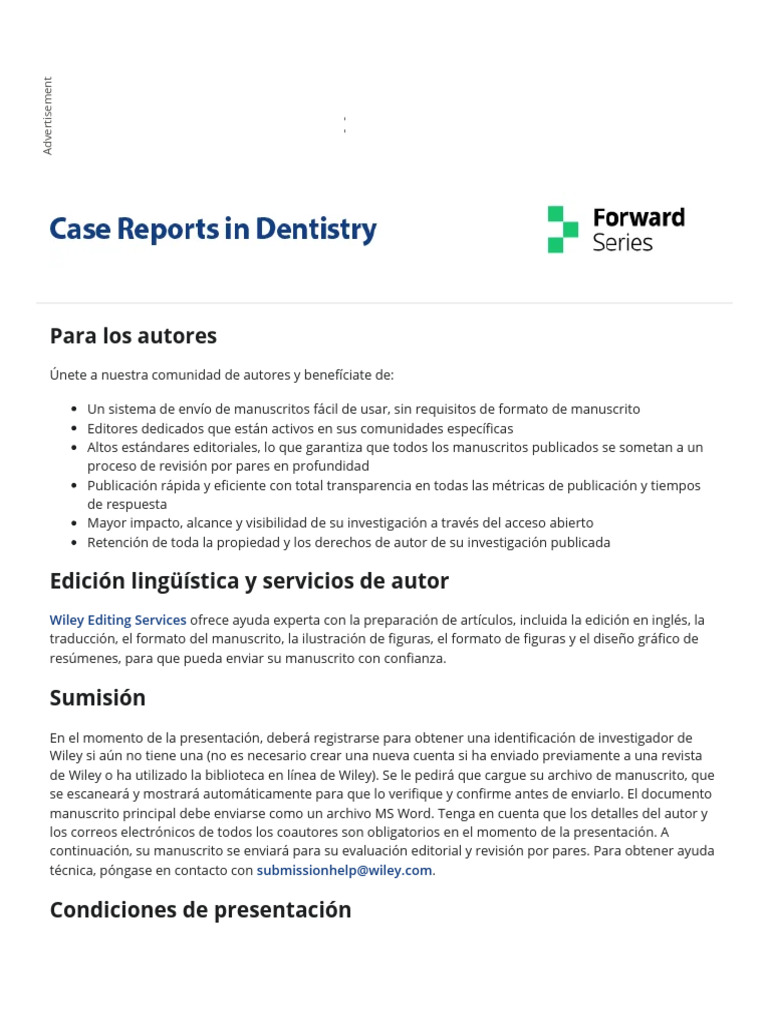 Case Reports in Dentistry Guideline | PDF | Revisión por pares ...