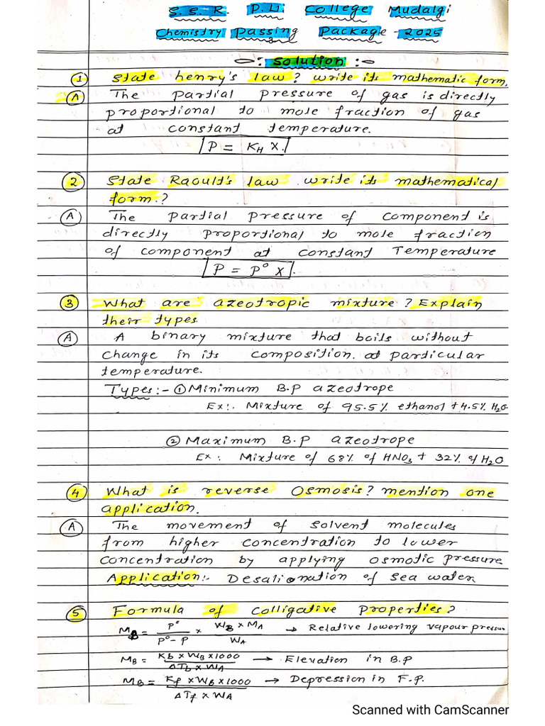 Chemistry Passing Package 2026 | PDF