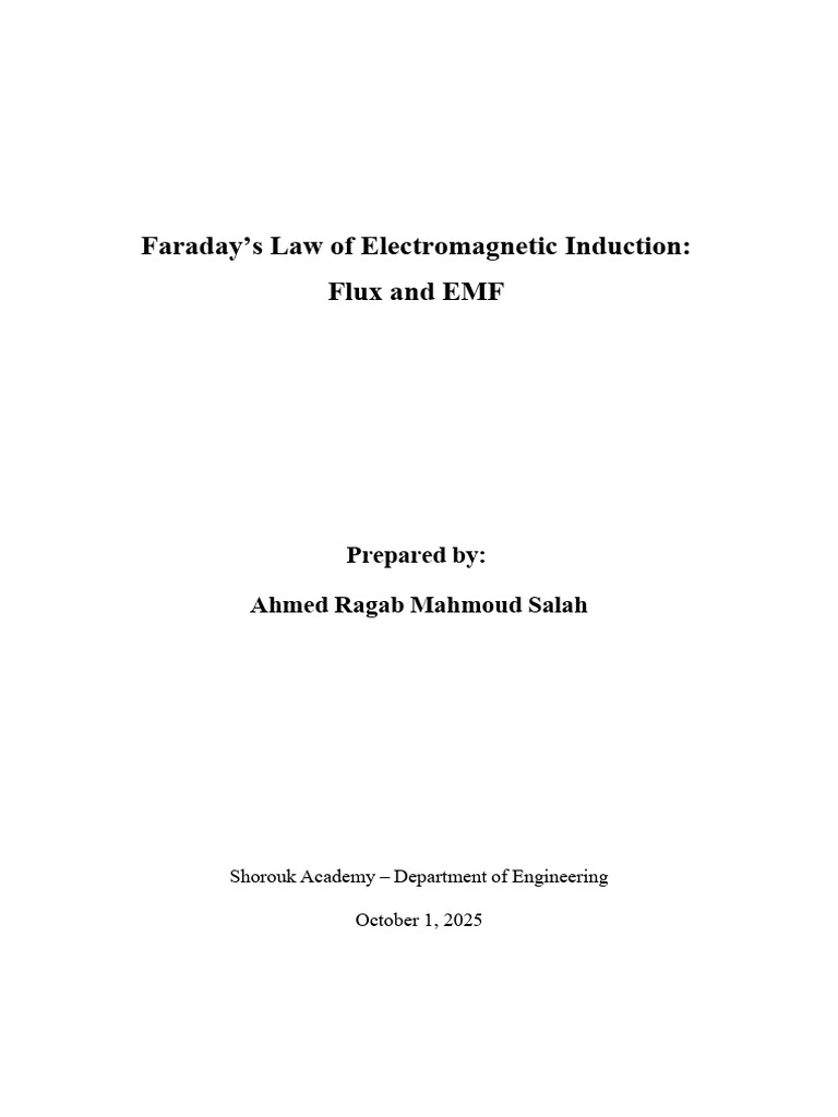 Faradays Law Electromagnetic Induction Flux EMF Salah 2025 | PDF ...