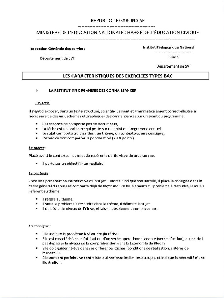 Méthodologie Du Sujet de SVT - Type - BAC | PDF