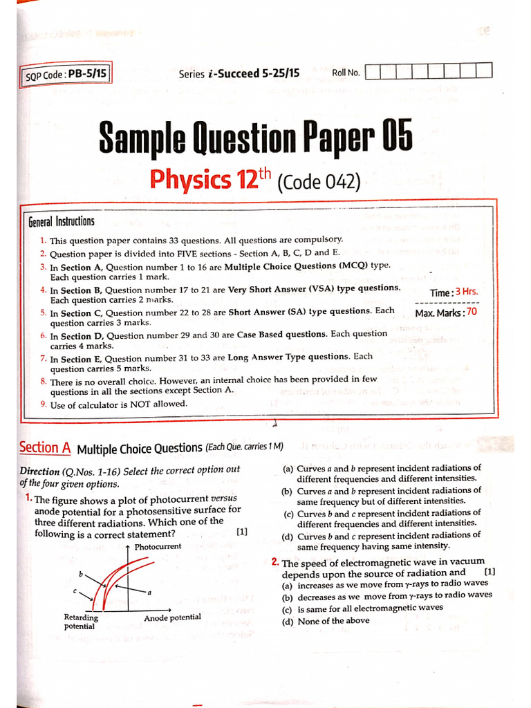 PHYSICS Sample Paper | PDF