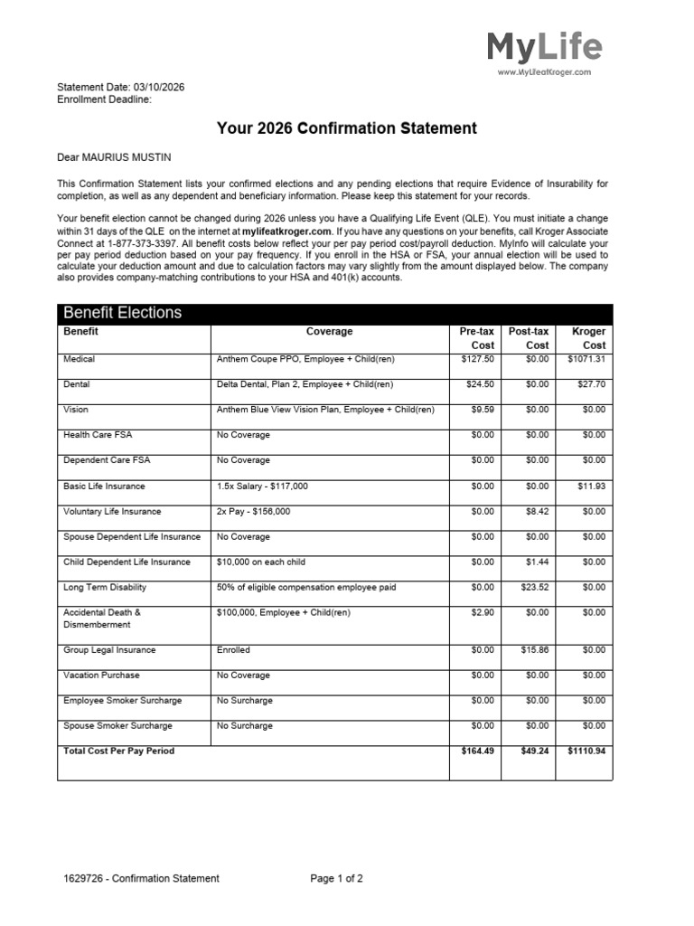 Confirmation Statement 2026 | PDF | Life Insurance | Payroll
