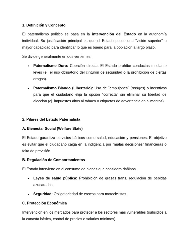 Estado Paternalista | PDF | Estado (política) | Comportamiento