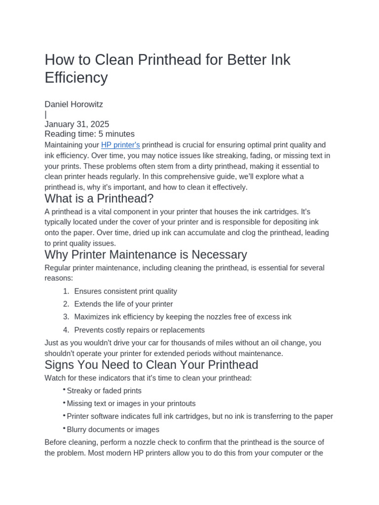 How To Clean Printhead For Better Ink Efficiency | PDF | Printer ...