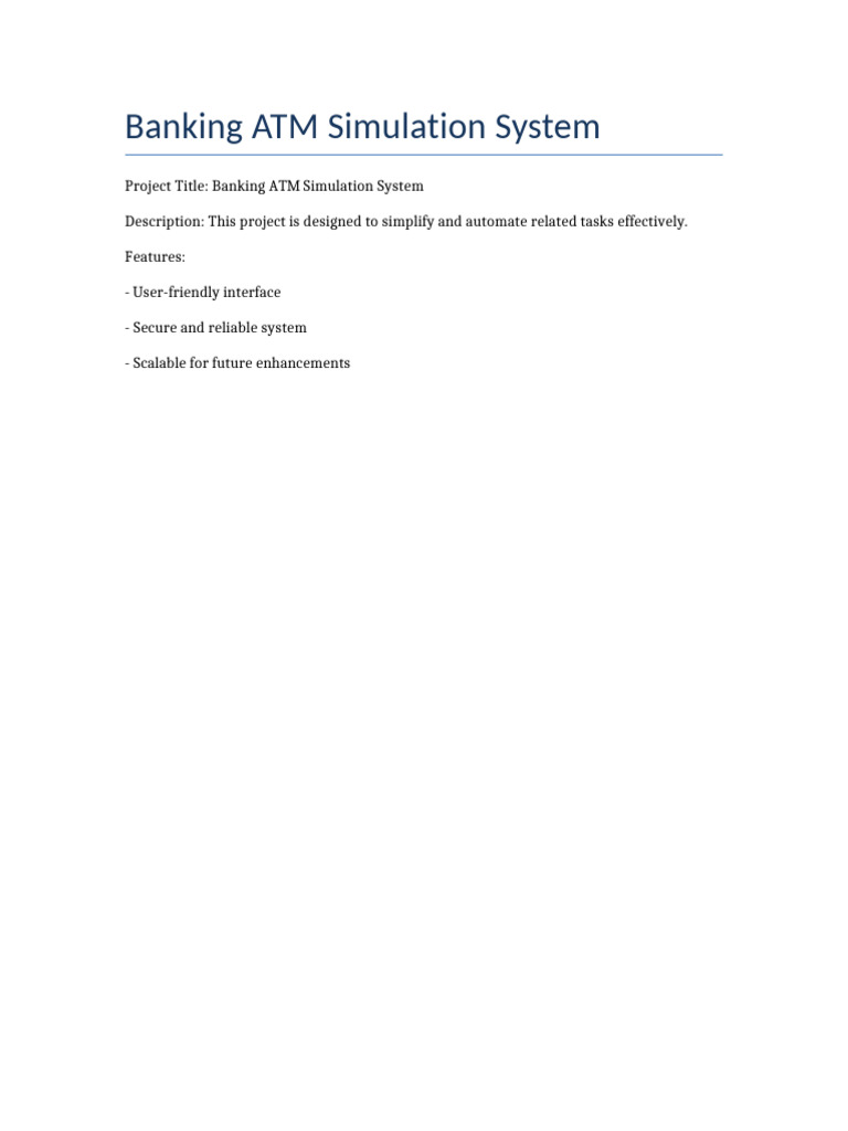 Banking ATM Simulation System | PDF