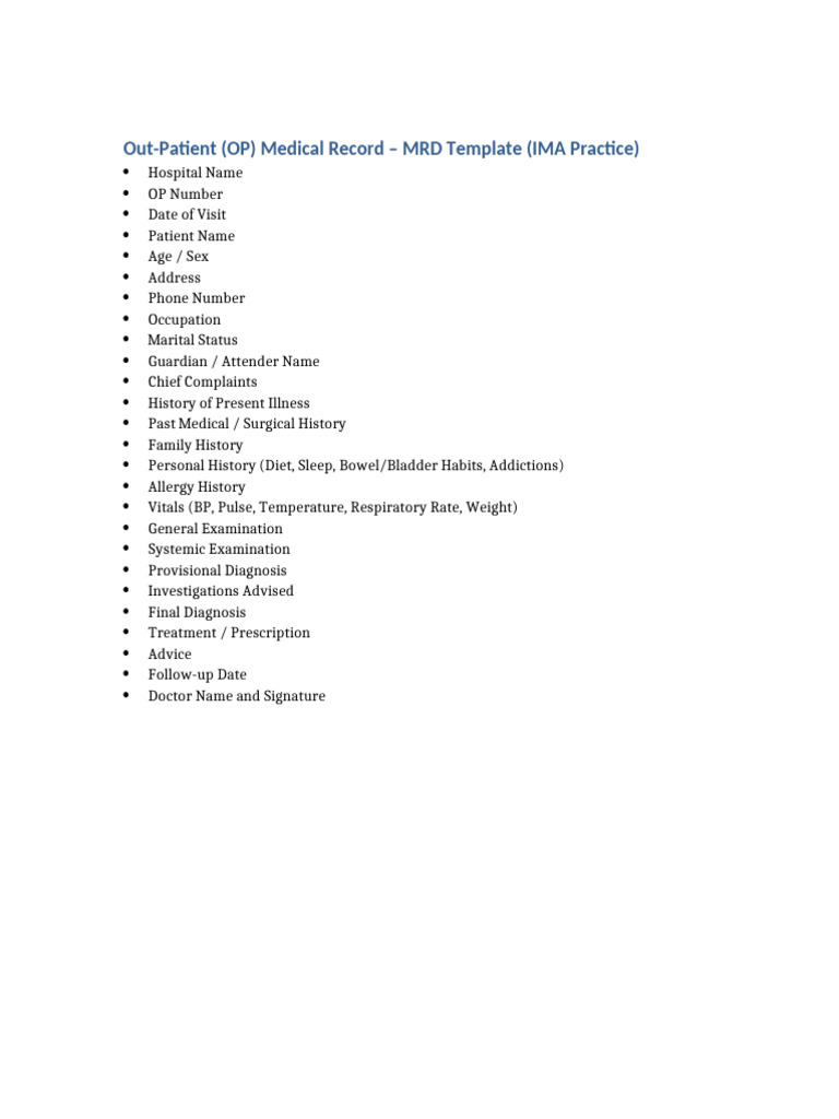 MRD Op Template Ima-1 | PDF