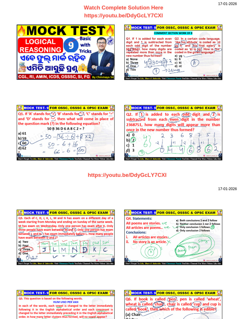 Mock Test 9 Reasoning by CP Sir | PDF | Human Communication | Human Voice