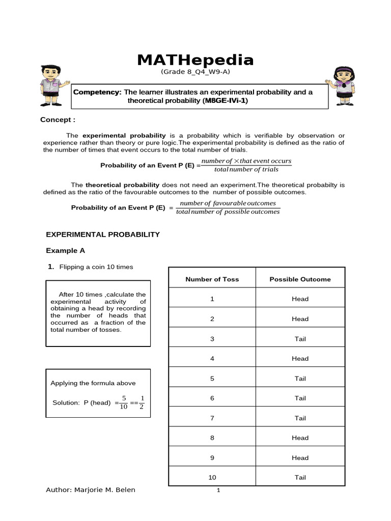 Mathepedia g8 - Q4-W9-A 030223 | PDF | Probability | Statistical Theory