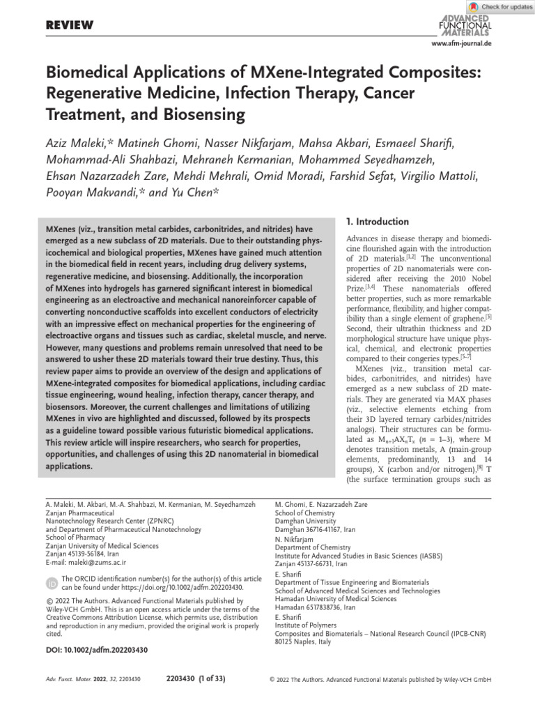 (Review) Biomedical Applications of MXene | PDF | Wound Healing ...