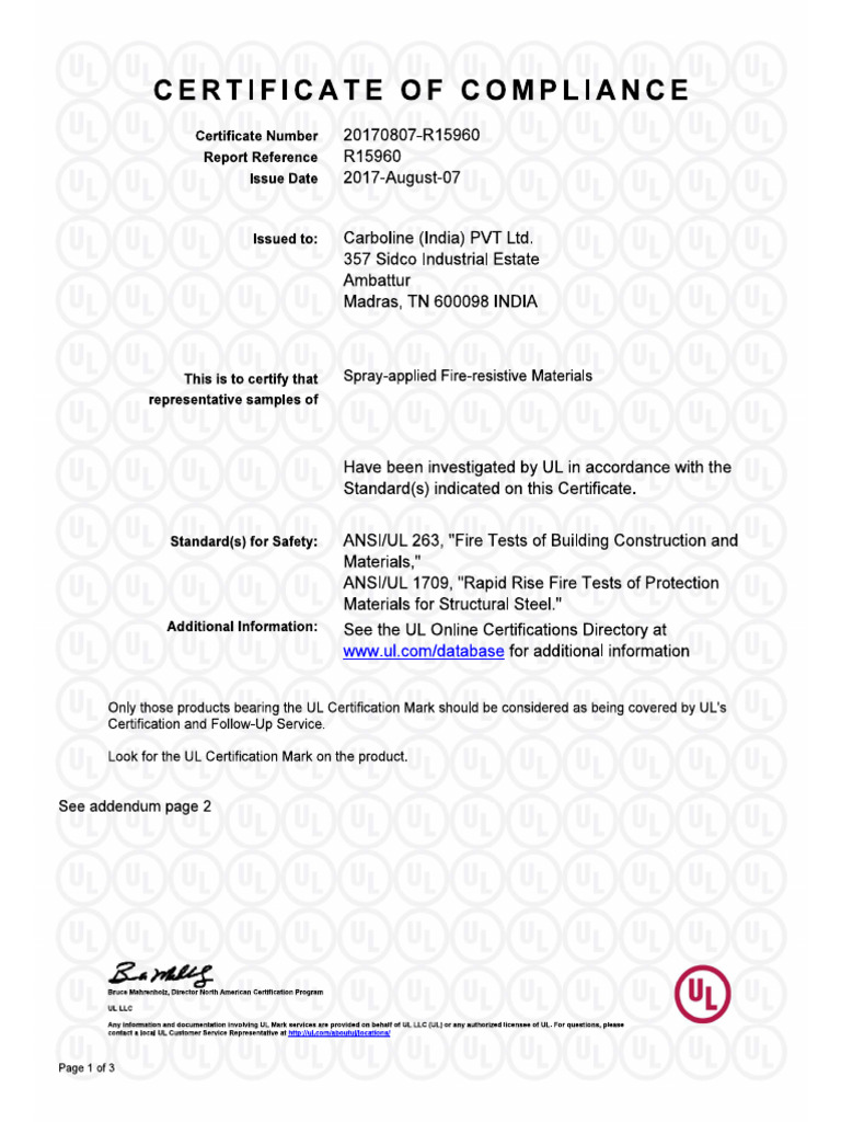 UL Certificate of Compliance | PDF