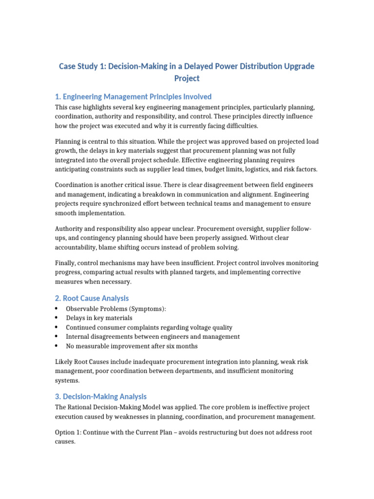 Case Study 1 Decision Making Analysis | PDF | Procurement | Decision Making