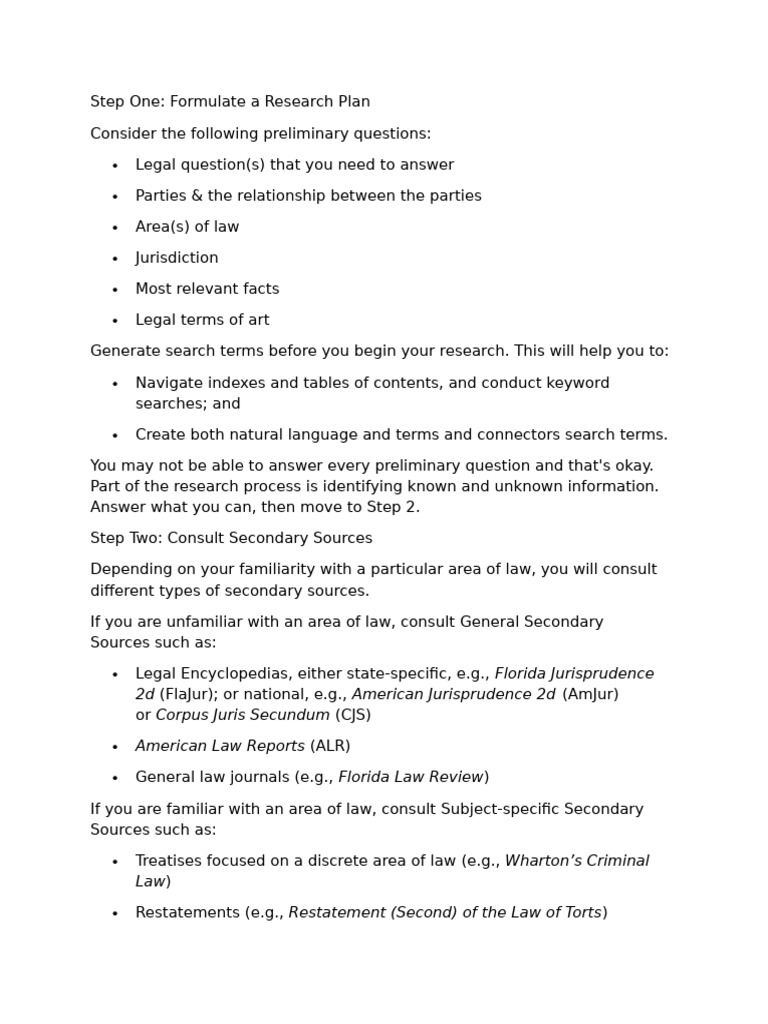 Legal Research Steps | PDF | Justice | Crime & Violence