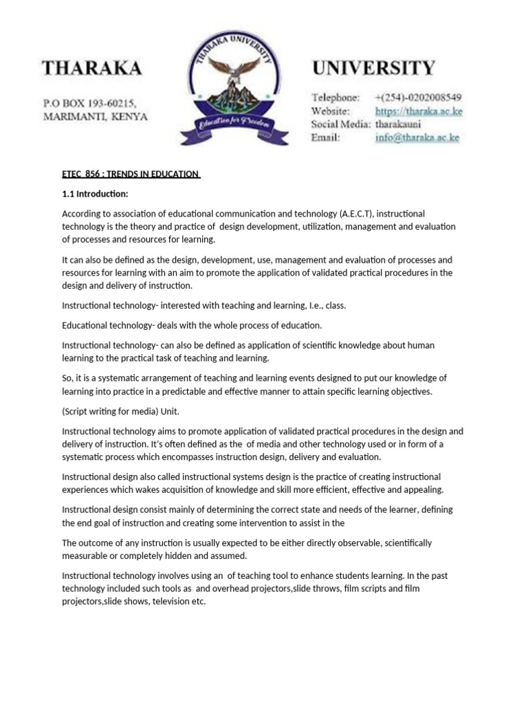 Etec 856 Notes | PDF | Educational Technology | Learning