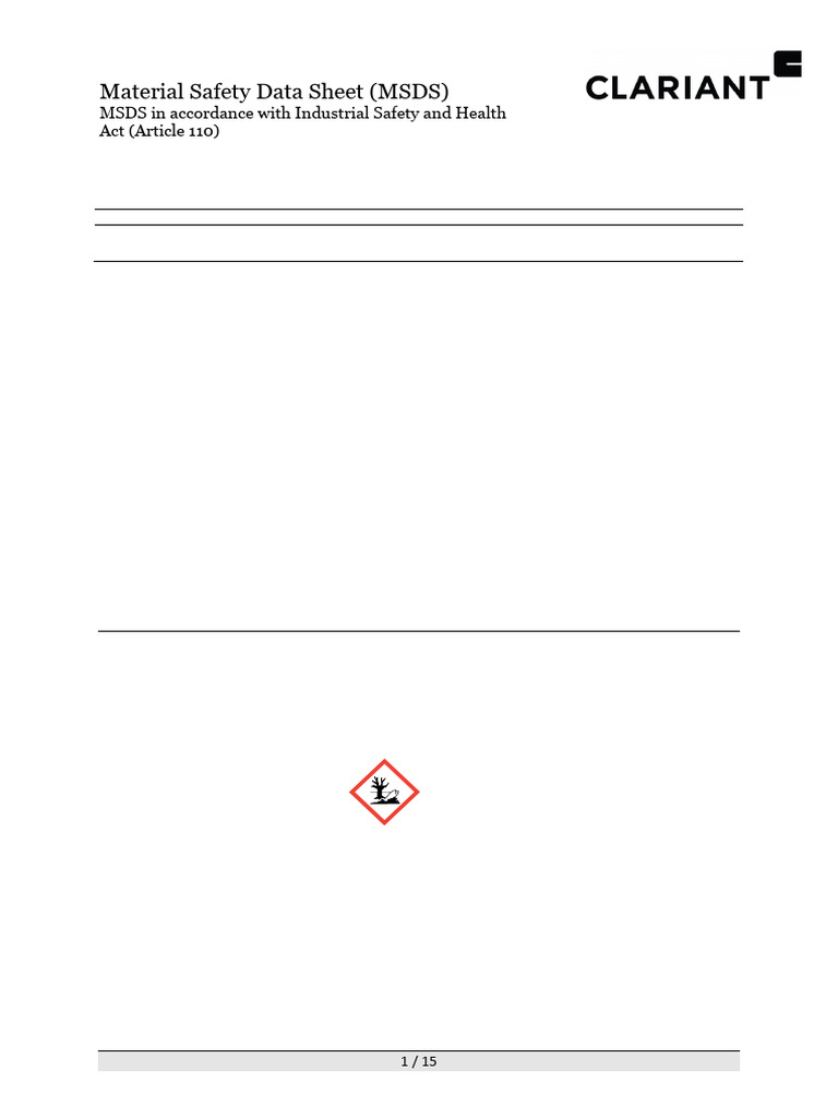 Clariant SDS Aristocare™ Smart South Korea English | PDF | Dangerous ...