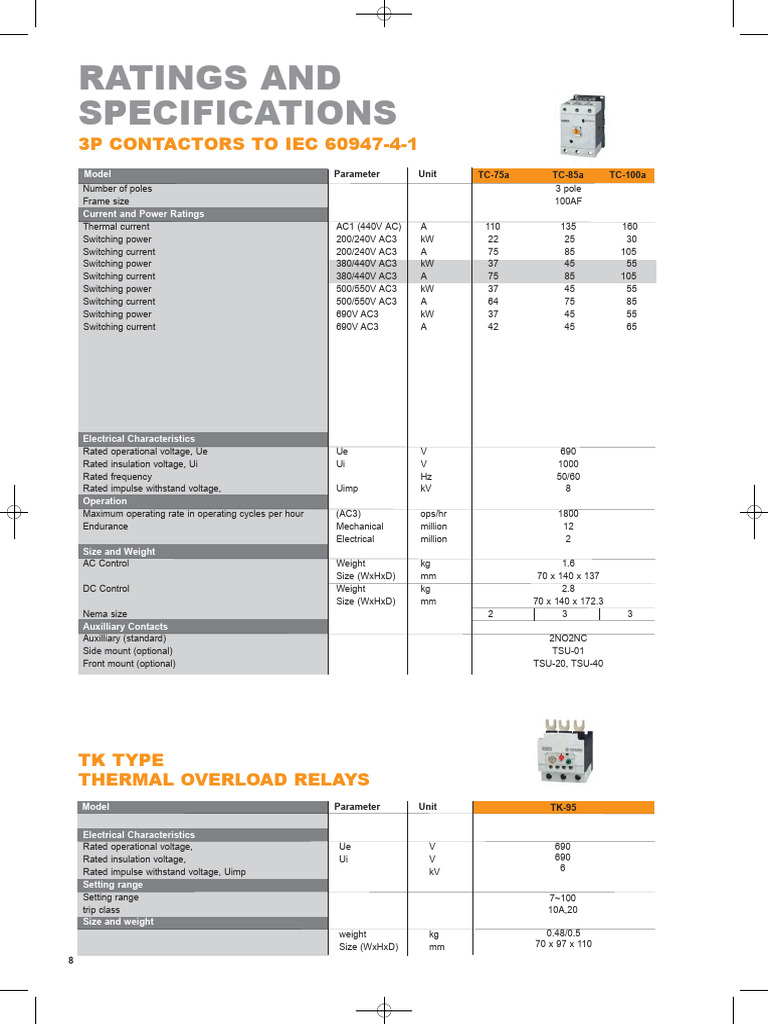 Data Sheet of Contactor (TC150A) | PDF | Electrical Equipment ...
