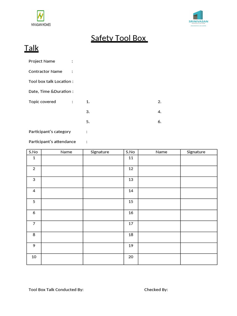 Tool Box Meeting Format | PDF