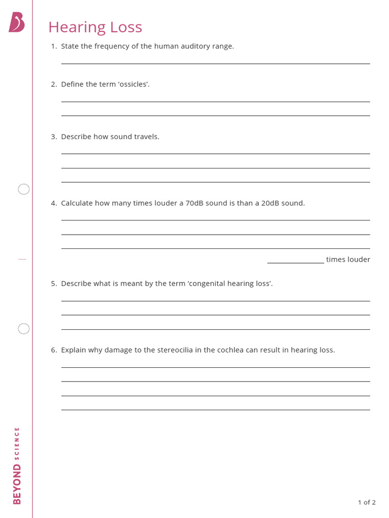 Hearing Loss Questions | PDF