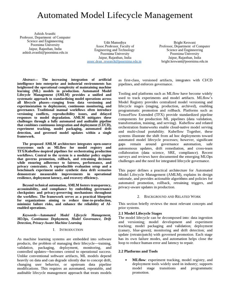 Automated Model Lifecycle Management | PDF | Simulation | Governance