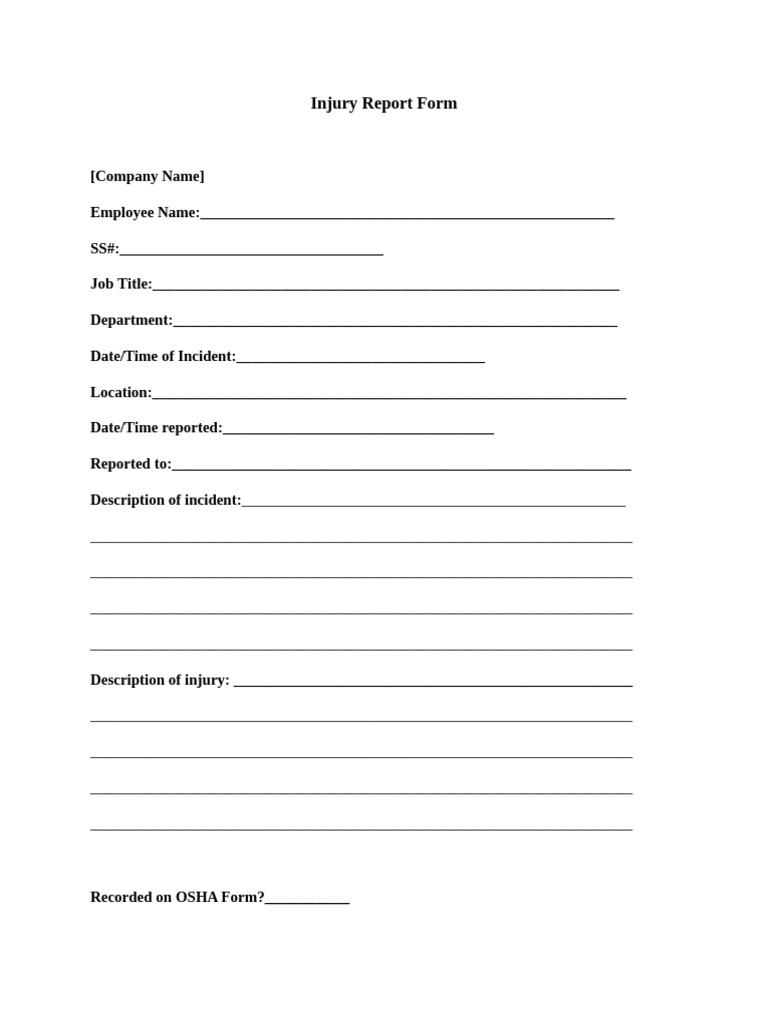 Injury Report Form | PDF