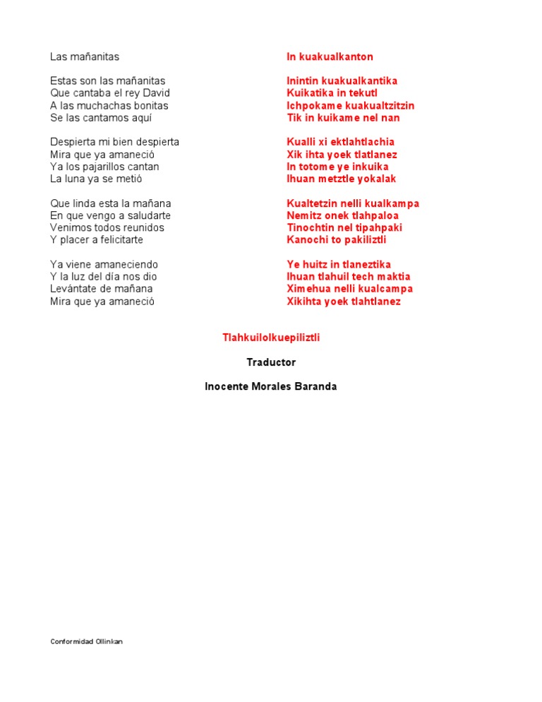 Letra Las Mañanitas Del Rey David