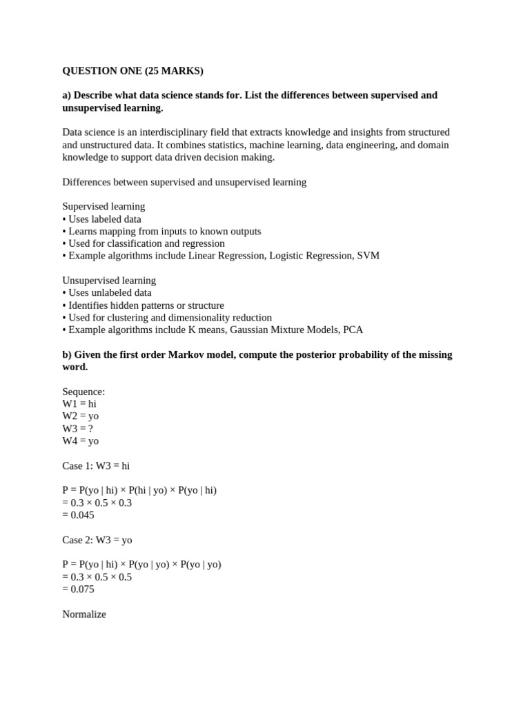 Past Paper Answers | PDF | Support Vector Machine | Learning