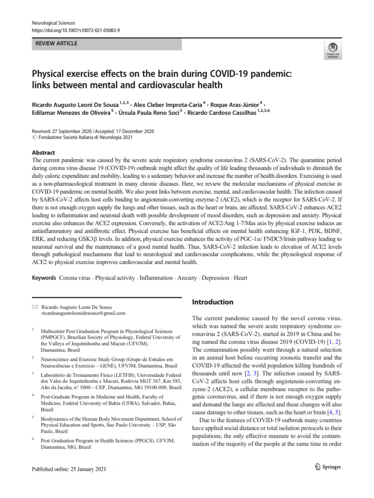 Artigo - ., Physical Exercise Effects on the Brain During COVID-19 ...
