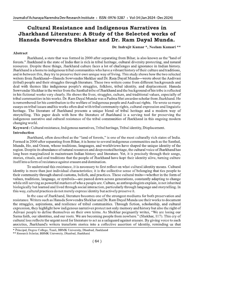 Cultural Resistance and Indigenous Narratives | PDF