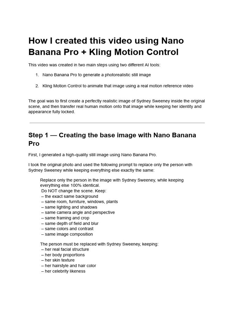 How I Created This Video Using Nano Banana Pro - Kling Motion Control ...