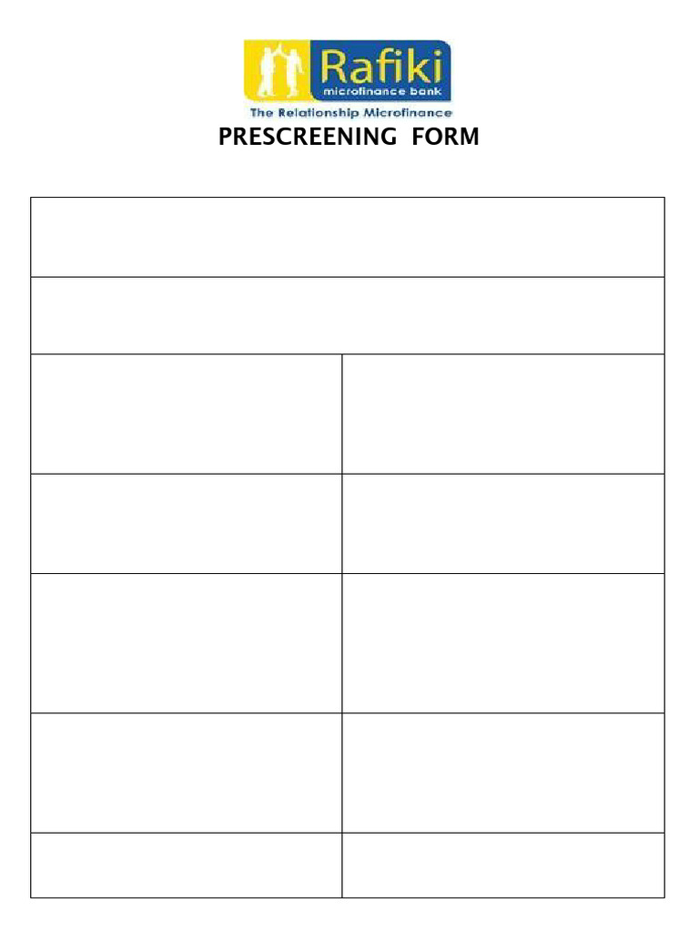 Rmfb - Pre-screen Form (1) | PDF