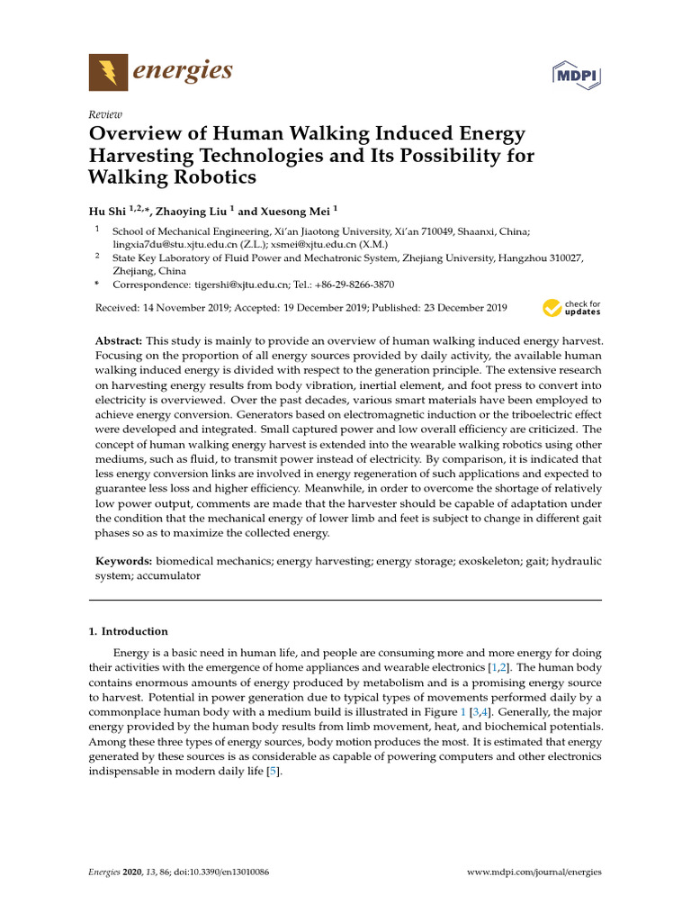 Imp - Overview of Human Walking Induced Energy | PDF | Energy ...