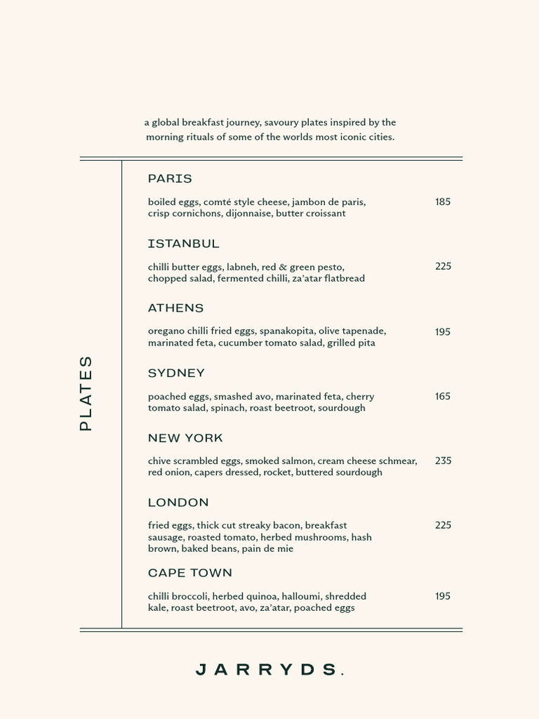 Jarryds. Menu (Food & Drinks) | PDF | Pickling | Dill