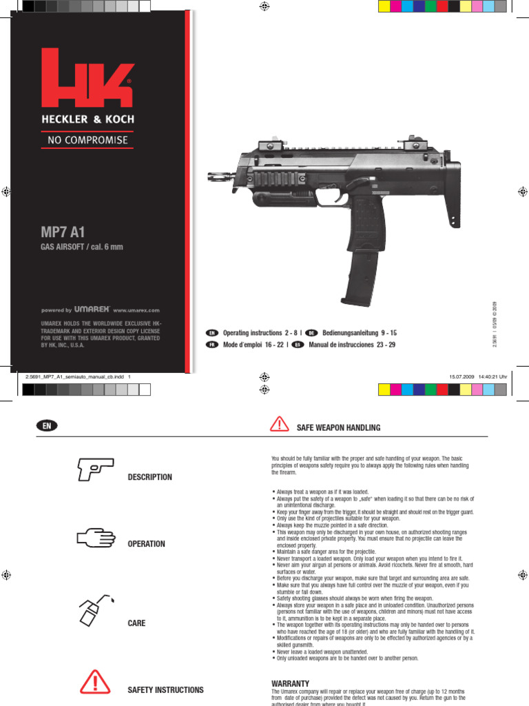 Manual MP7 A1 UMAREX | PDF | Trigger (Firearms) | Projectile Weapons