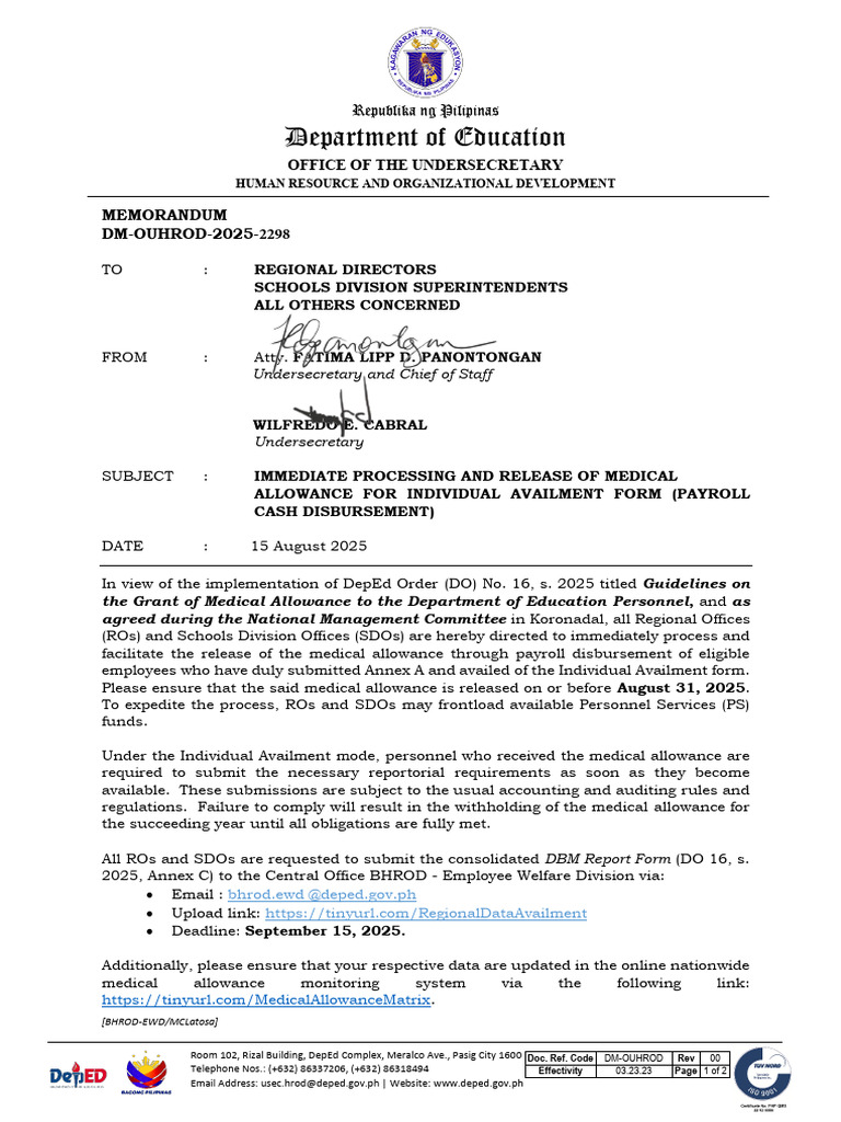 Memo Field Medical Allowance Release on Aug31 4 Ffcc26bd 667d 452d 8f7b ...