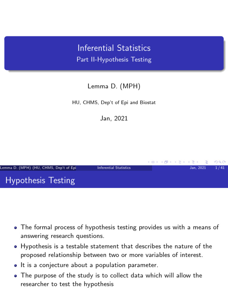 Hypothesis Testing Part II | PDF | Type I And Type Ii Errors | P Value