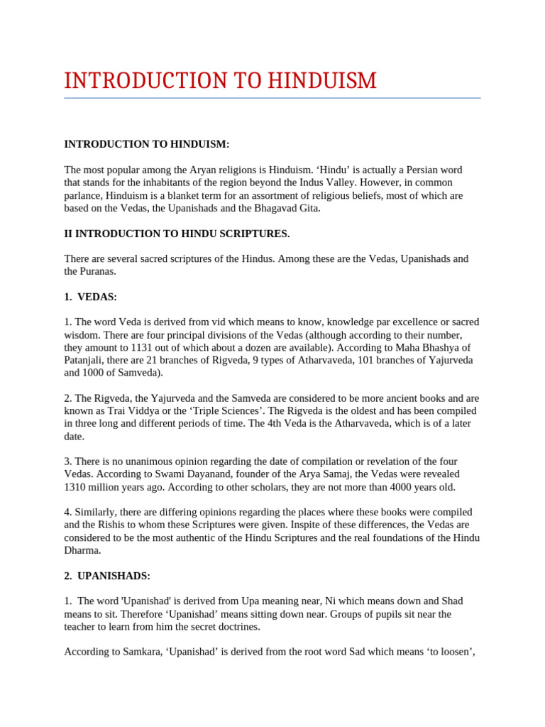 Introduction To Hinduism | PDF