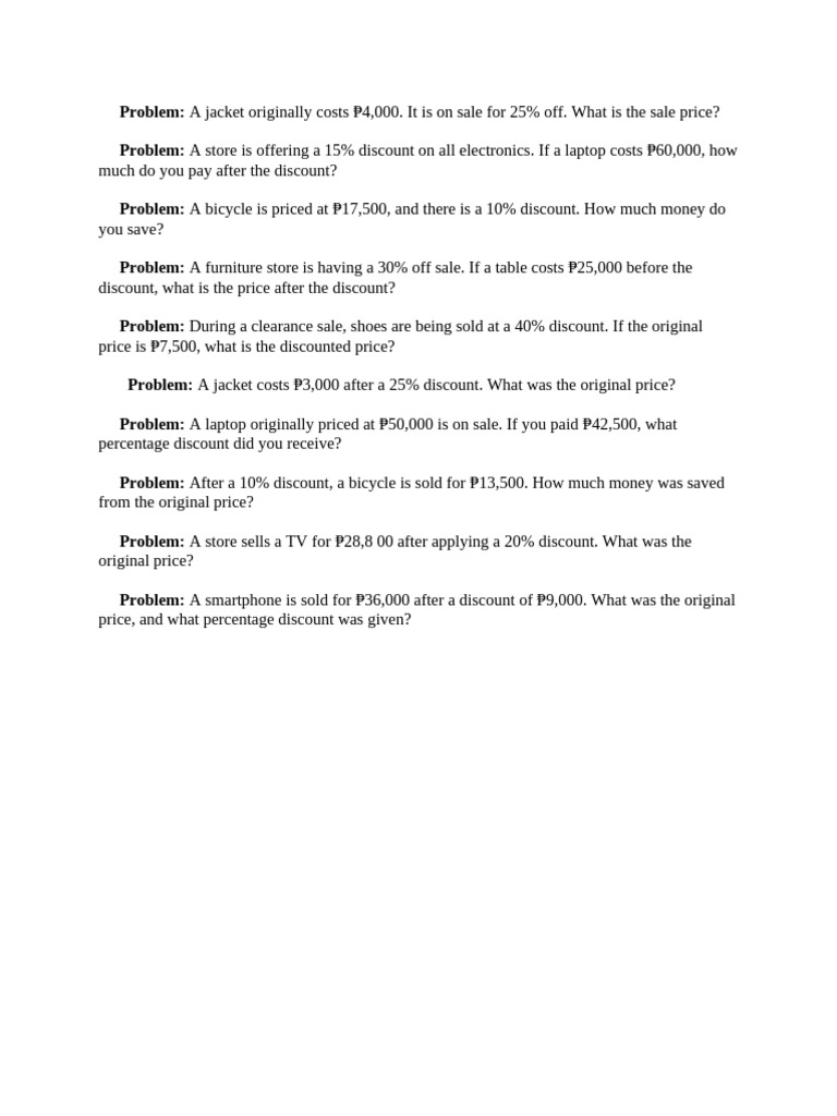 Problem Discount | PDF
