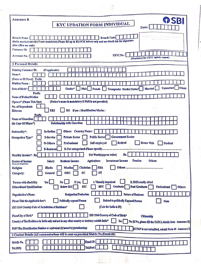 Sbi Kyc Form | PDF