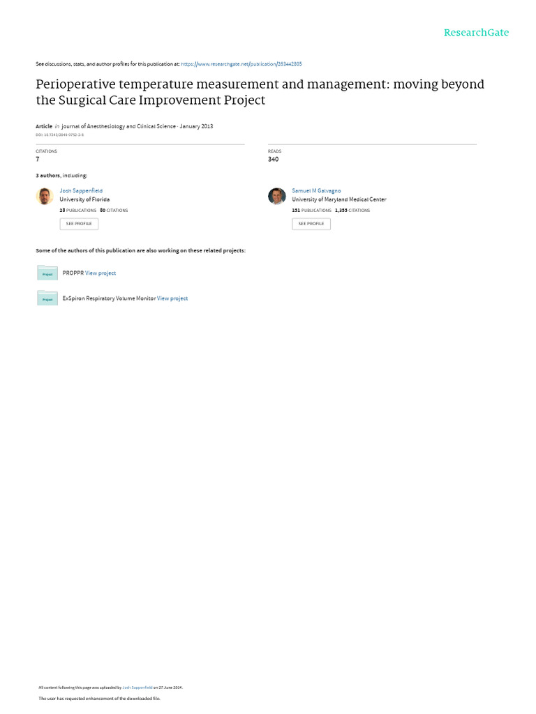 Perioperative Temperature Measurement and Management | PDF ...
