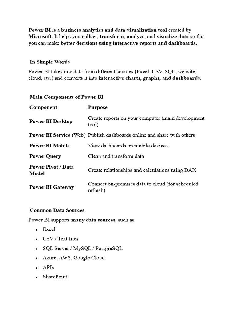 Power Bi Notes | PDF