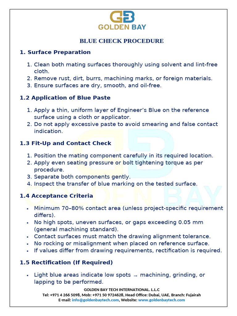 Blue Check Procedure | PDF | Mechanical Engineering | Industrial Processes