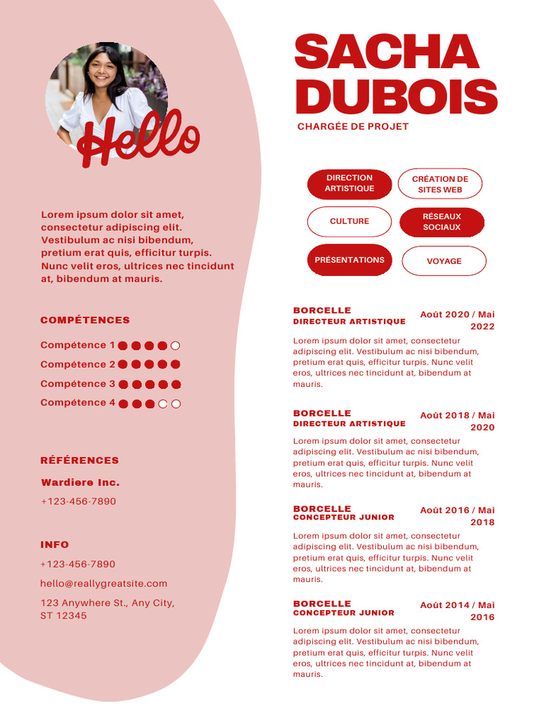 CV Professionnel Moderne Rose Et Rouge | PDF