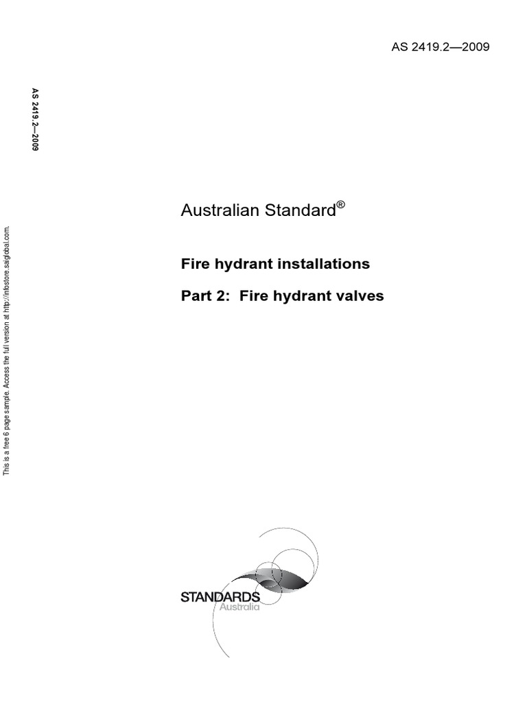As 2419.2-2009 Fire Hydrant Installations Fire Hydrant Valves | PDF ...
