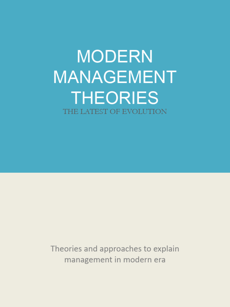 Modern Management Theories | PDF | System | Chaos Theory