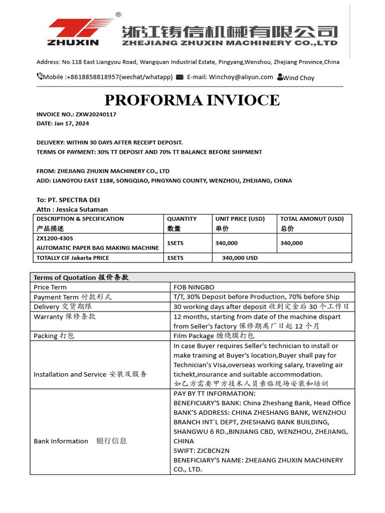 Zx1200ct-430s-Tutorial Contoh Bentuk Proforma | PDF | Paper | Invoice