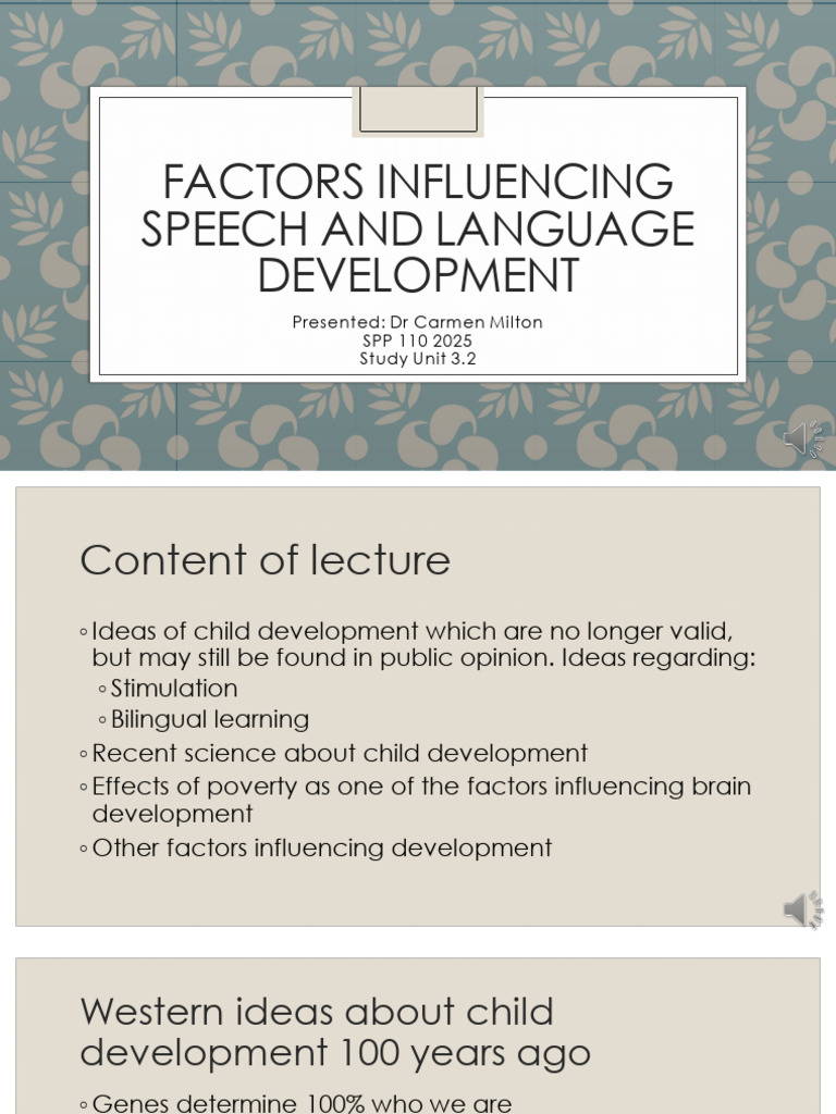 Factors Influencing Speech and Language Development | PDF | Human ...