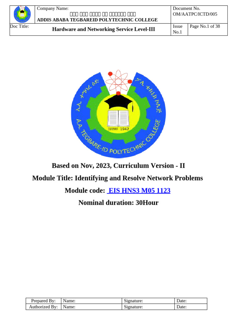 OM AATPC ICTD 005 HNS3 M05 - Identify and Resolve Network Problems ...