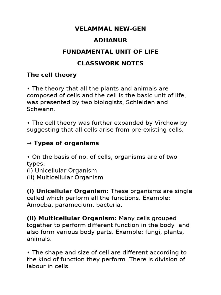 Grade 9 Fundamental Units Life Slow Leaner Notes | PDF | Endoplasmic ...